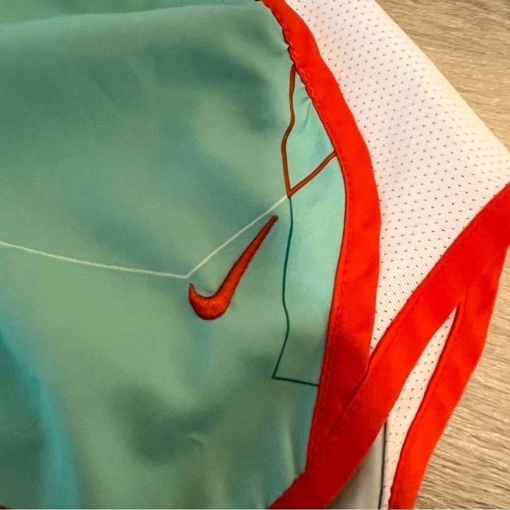 NIKE Dry Fit Aqua Orange Graphic Swoosh Lightweight Athletic M Shorts Workout - Picture 4 of 9